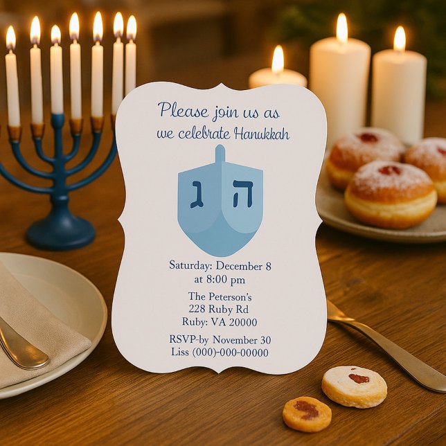 Blue and White Hanukkah Party Invitation (Creator Uploaded)