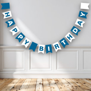 Blue and White Happy Birthday Bunting