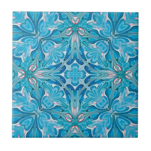 blue and white harmonious floral pattern tiles
