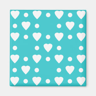 Blue and White heart pattern Magnet