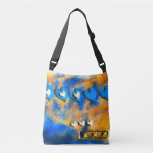 Blue and White Hearts Crossbody Bag