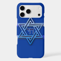 Blue and White Hebrew Chai Star of David