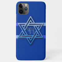 Blue and White Hebrew Chai Star of David