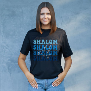 Blue and White Hebrew Shalom Peace T-Shirt