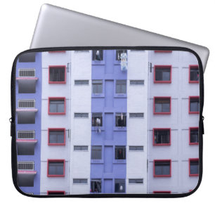 Blue and white high-rise building laptop sleeve