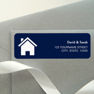 Blue and White Home Return Address Label