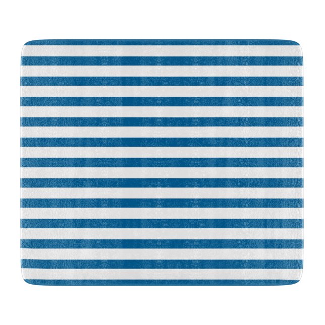 Blue and White Horizontal Stripe Cutting Board (Front)