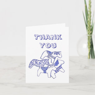 Blue and White Horse Thank You Card