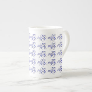 Blue and White Horses Bone China Mug