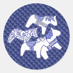 Blue and White Horses Sticker