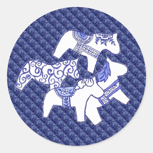 Blue and White Horses Sticker (Front)