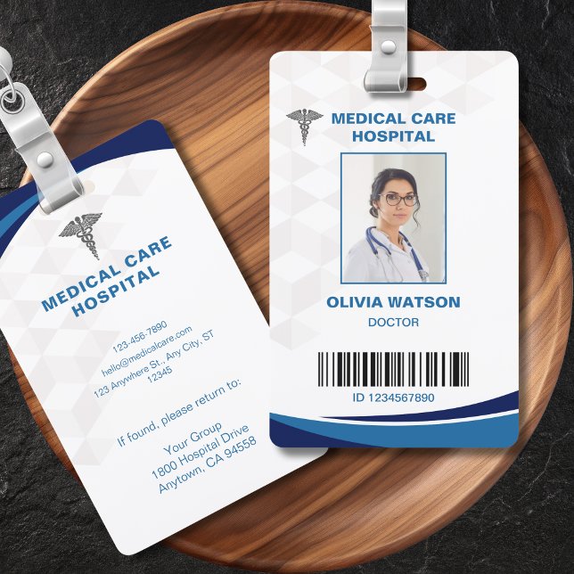Blue and White | Hospital Medical Employee Photo ID Badge (Creator Uploaded)
