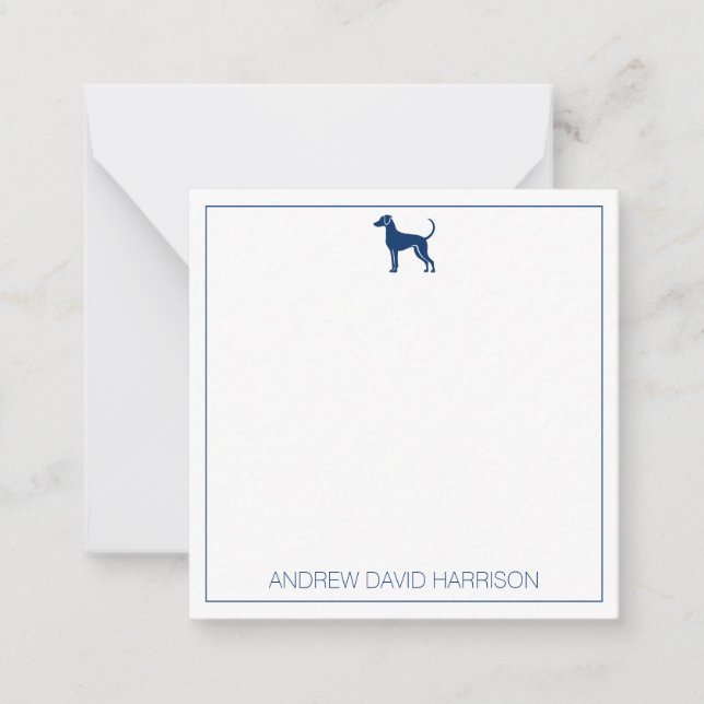 Blue and White Hound Dog Silhouette Personalised Card (Front)