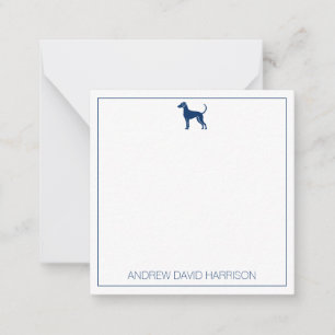 Blue and White Hound Dog Silhouette Personalised Card
