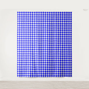 Blue and White Houndstooth Check Tapestry