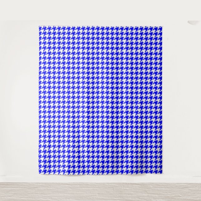 Blue and White Houndstooth Check Tapestry (Front)