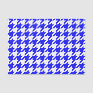 Blue and White Houndstooth Check Tissue Paper