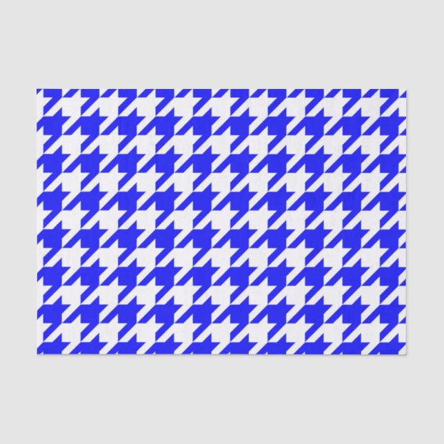 Blue and White Houndstooth Check Tissue Paper (Front)