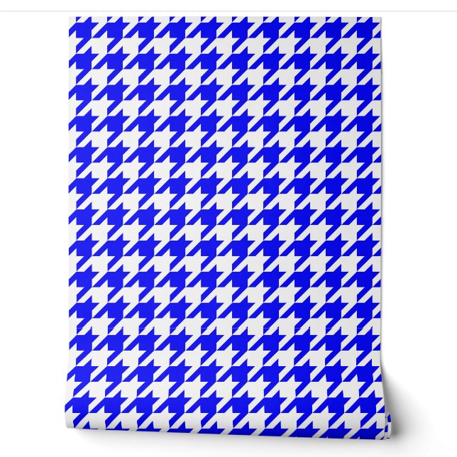 Blue and White Houndstooth Check Wallpaper (Unrolling)