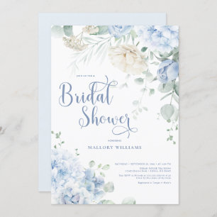 Blue and White Hydrangeas Bridal Shower Invitation