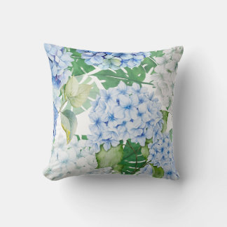 Blue and White Hydrangeas Cushion