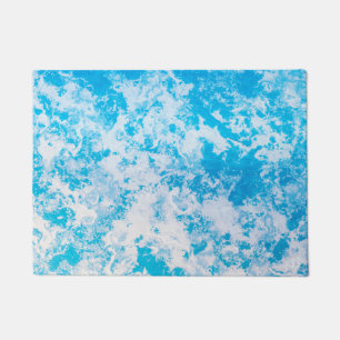 Blue and white ice planet surface doormat