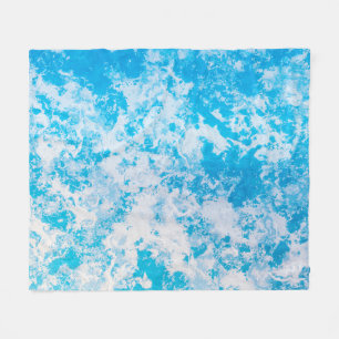 Blue and white ice planet surface fleece blanket