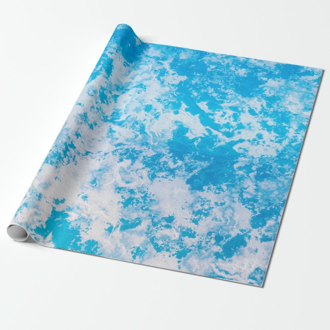 Blue and white ice planet surface wrapping paper (Unrolled)