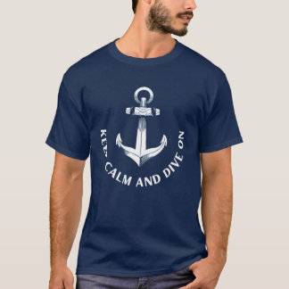 Blue and White Illustration Anchor T-Shirt