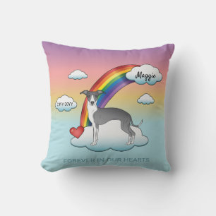 Blue And White Italian Greyhound Rainbow Memorial Cushion