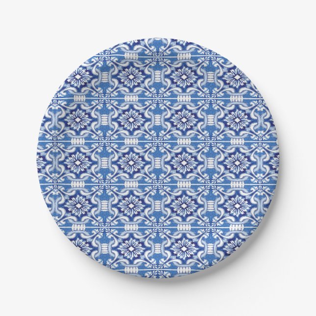 Blue and White Italian tile Plate (Front)