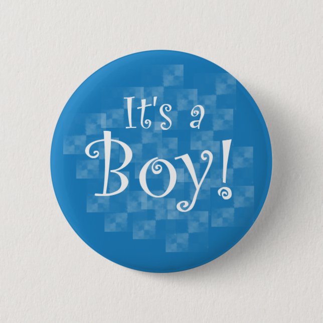 Blue and White It's a Boy 6 Cm Round Badge (Front)