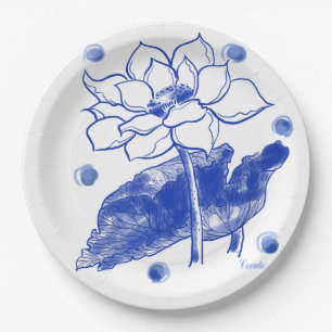 blue and white　Japanese traditional　plate 紙皿 大 Paper Plate