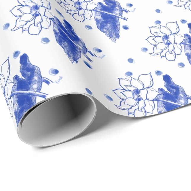 Blue and White　Japanese traditional Wrapping Paper (Roll Corner)