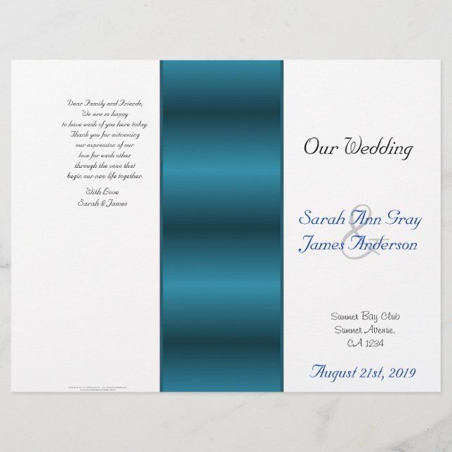 Blue and white jewish wedding program (Front)