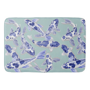 Blue and white Koi Bath Mat