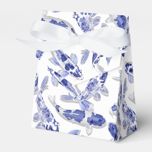 Blue and white Koi Favour Box (Front Side)