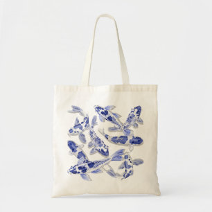 Blue and white Koi Tote Bag