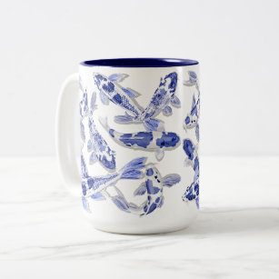 Blue and white Koi Two-Tone Coffee Mug