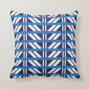 Blue and white Latvian Latgale Ethnic Folk art Cushion