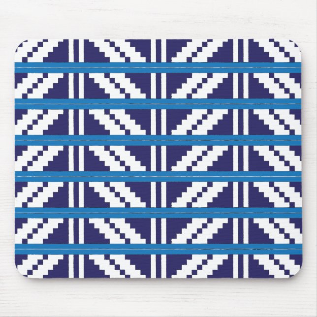 Blue and white Latvian Latgale Ethnic Folk art Mouse Pad (Front)