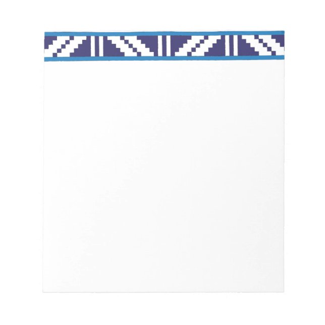 Blue and white Latvian Latgale Ethnic Folk art Notepad (Front)