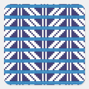 Blue and white Latvian Latgale Ethnic Folk art Square Sticker