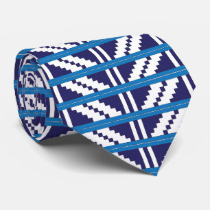 Blue and white Latvian Latgale Ethnic Folk art Tie