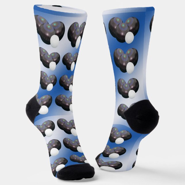 Blue And White, Lawn Bowls Socks (Angled)