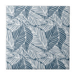 Blue and White Leaves  Ceramic Tile<br><div class="desc">A blue and white leaf pattern creates this striking ceramic tile design. Beautiful for a kitchen backsplash,  bathroom tub,  shower and countertop tile,  or any area (not for outdoor use.) MATCHING items in our store.</div>