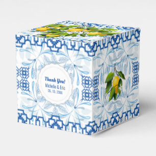 Blue and White Lemon Mediterranean Wedding Favour Box