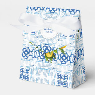 Blue and White Lemon Mediterranean Wedding Favour Box