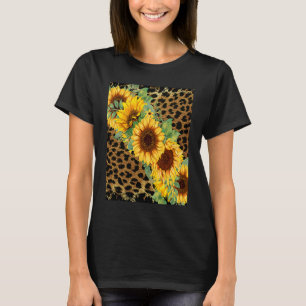 Blue and White Leopard Pattern White Flower T-Shirt