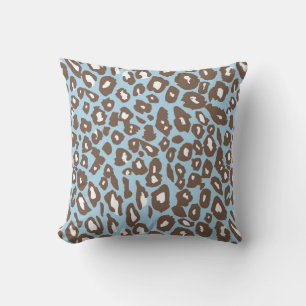 Blue and White Leopard Print Cushion